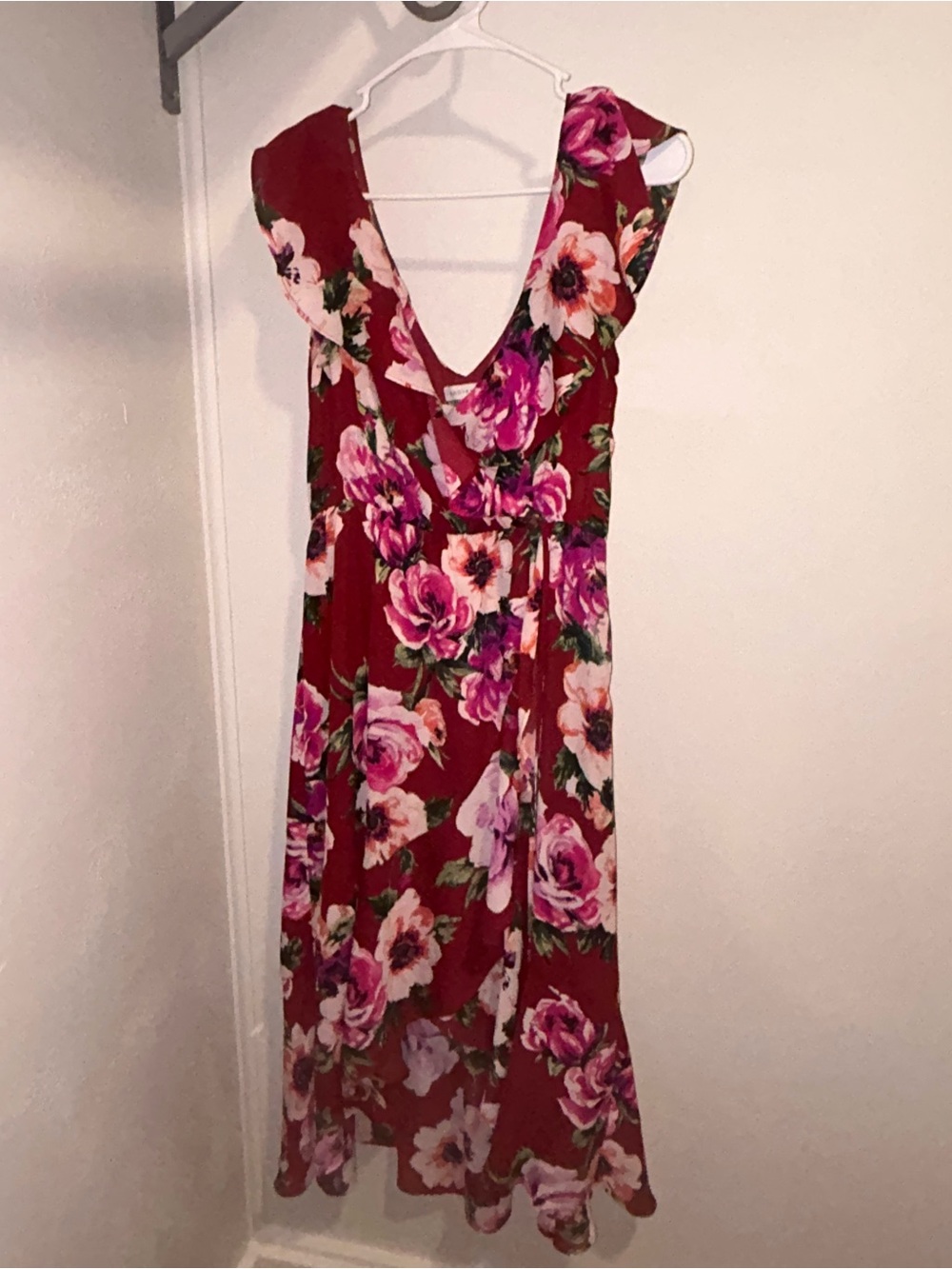 Socialite Burgundy Maxi Dress with Pink Floral Print